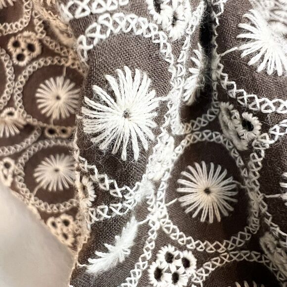 B. Darlin Dress Y2K Vintage Brown Tan Floral Embroidery Strappy Sz 7/8 - Picture 9 of 11